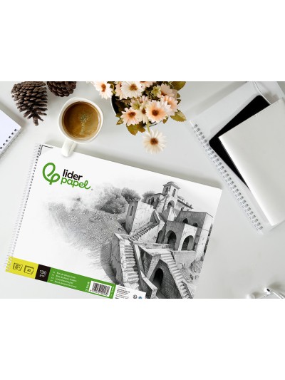 Bloc dibujo liderpapel lineal historico 230x325mm 20 hojas 130g/m2 con recuadro perforado