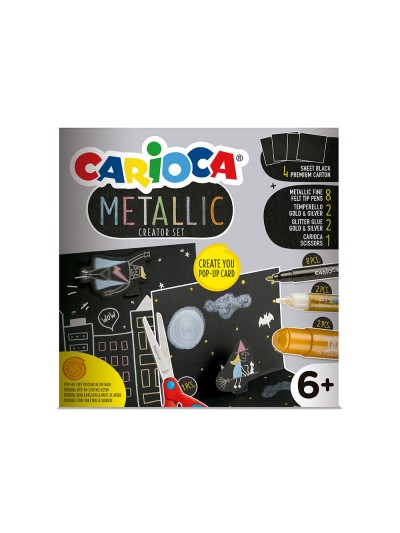Set de dibujo carioca metallic pop up card creator 3d 17 piezas
