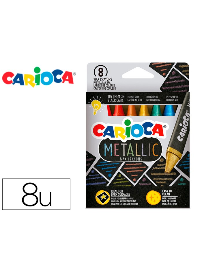 Lapices cera carioca metallic triangular caja de 8 unidades colores surtidos Lapices cera carioca metallic triangular caja de 8 unidades colores surtidos
