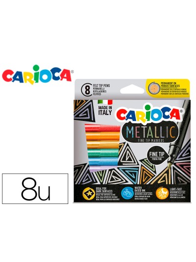 Rotulador carioca metallic punta fina caja de 8 colores surtidos