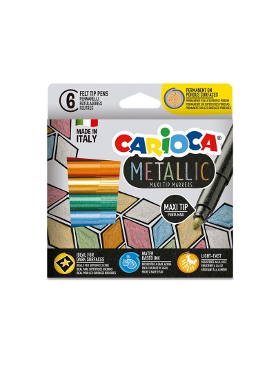 Rotulador carioca metallic punta maxi 6 mm caja de 6 colores surtidos