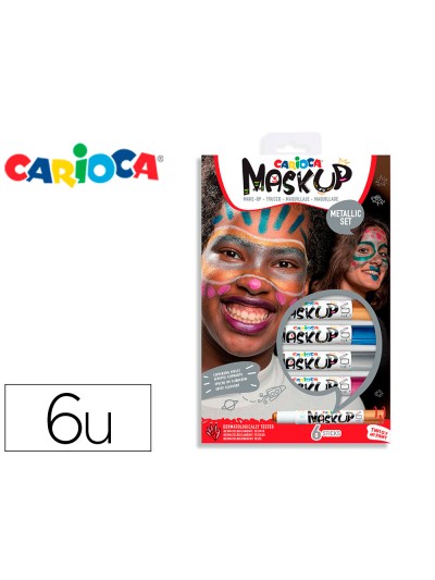 Barra de maquillaje carioca mask up metallic caja de 6 colores surtidos