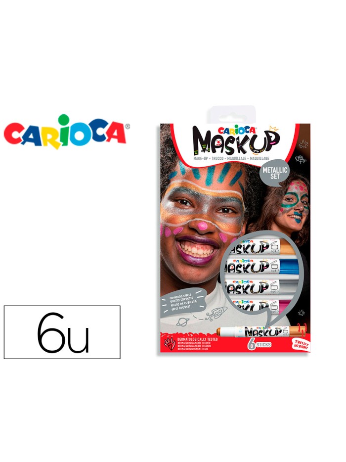 Barra de maquillaje carioca mask up metallic caja de 6 colores surtidos Barra de maquillaje carioca mask up metallic caja de 6 colores surtidos