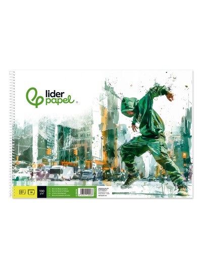 Bloc dibujo liderpapel artistico urban espiral 230x325mm 20 hojas 130g/m2 sin recuadro perforado
