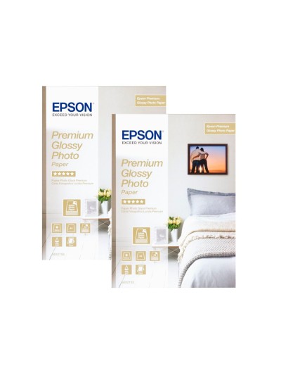 Papel fotografico epson premiun glossy photo satinado din a4 promo 2 x 15 hojas 225 gr