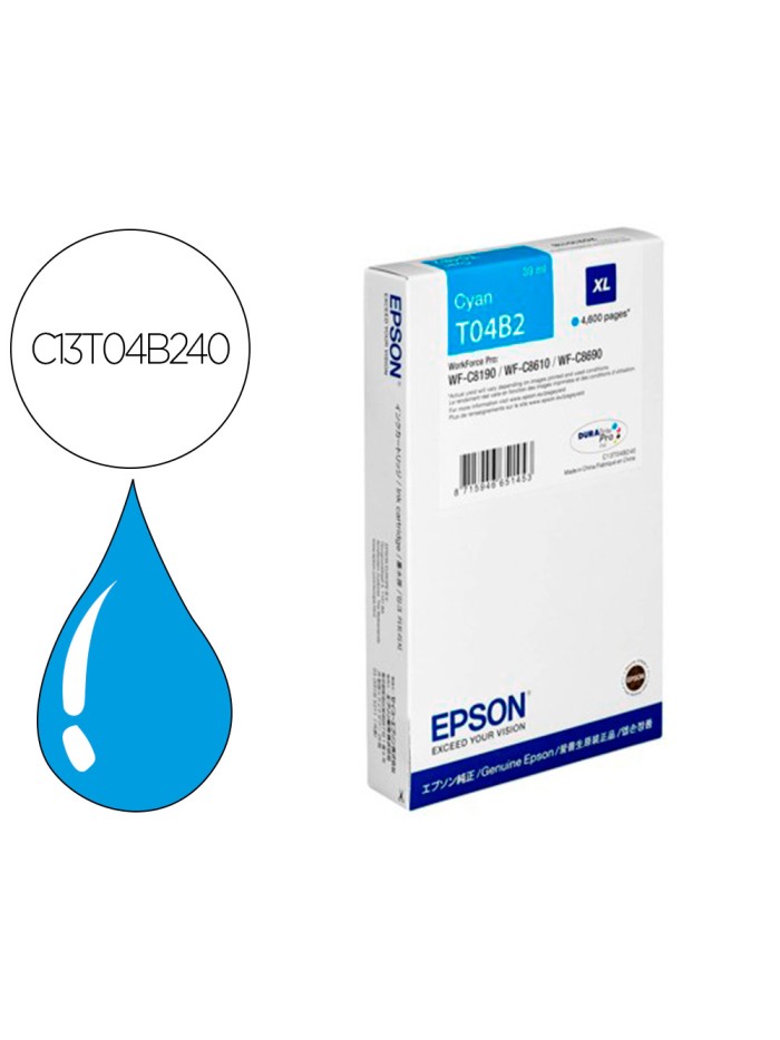 Ink-jet epson workforce pro wf-c8610dwf/ wf-c8690 series / wf-c8190 series cian 4600 paginas Ink-jet epson workforce pro wf-c8610dwf/ wf-c8690 series / wf-c8190 series cian 4600 paginas