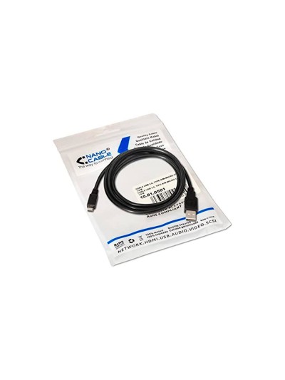 Cable usb nanocable 2.0 tipo a/m-micro usb b/m color negro longitud 0,8 m