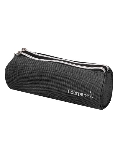 Estuche portatodo liderpapel cilindrico con 2 cremalleras negro 205x75x75 mm