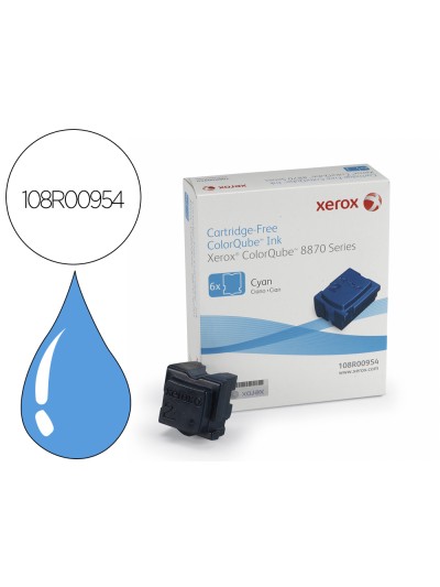 Tinta solida xerox 8870 / 8880 cian 17300 paginas pack de 6 unidades