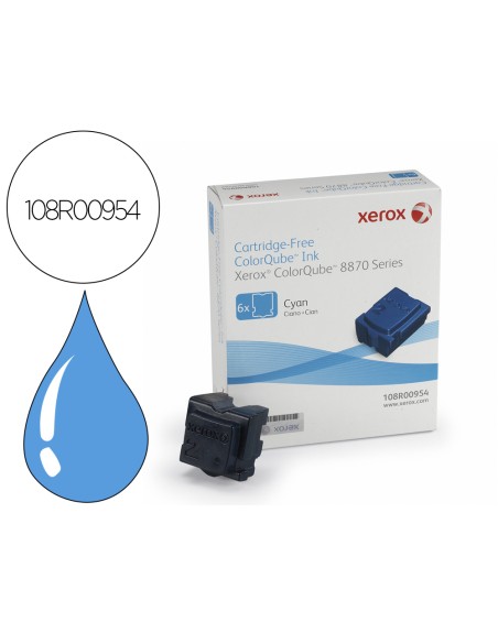 Tinta solida xerox 8870 / 8880 cian 17300 paginas pack de 6 unidades