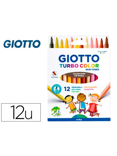 Rotulador giotto turbo color skin tones lavable punta bloqueada caja de 12 colores surtidos