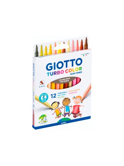 Rotulador giotto turbo color skin tones lavable punta bloqueada caja de 12 colores surtidos