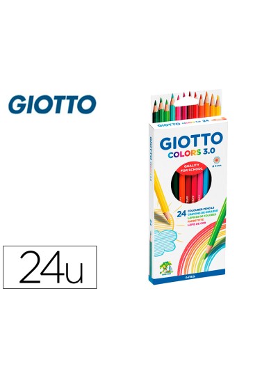 Lapices de colores giotto colors 3.0 mina 3 mm caja de 24 colores surtidos