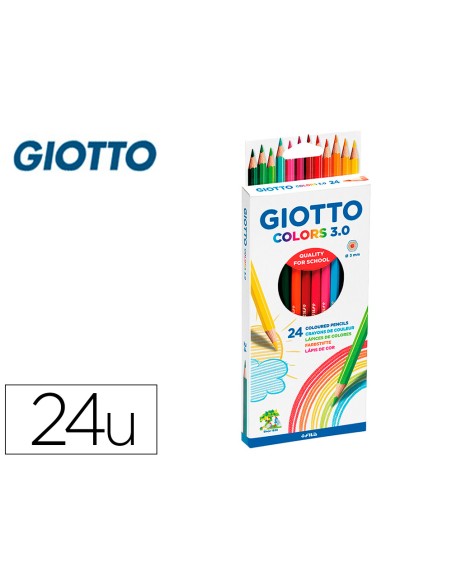 Lapices de colores giotto colors 3.0 mina 3 mm caja de 24 colores surtidos