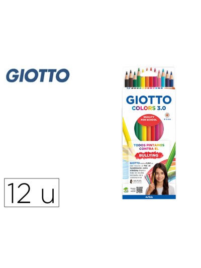 Lapices de colores giotto colors 3.0 mina 3 mm caja de 12 colores surtidos
