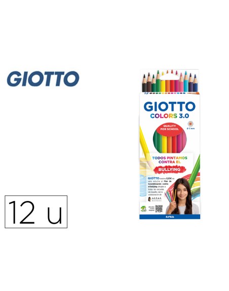 Lapices de colores giotto colors 3.0 mina 3 mm caja de 12 colores surtidos