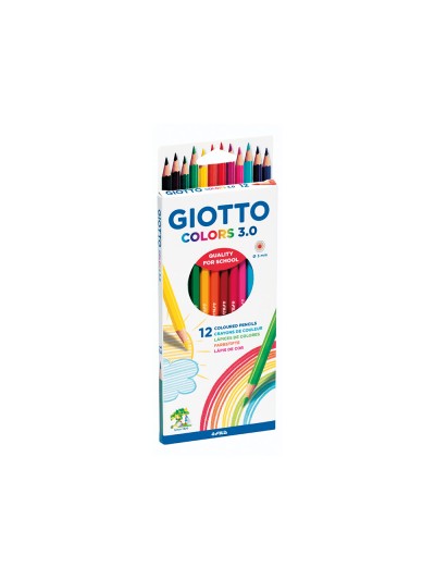 Lapices de colores giotto colors 3.0 mina 3 mm caja de 12 colores surtidos