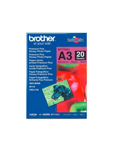 Papel fotografico brother premium plus brillo din a3 260g/m2 ink-jet pack de 20 hojas
