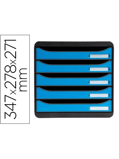 Fichero cajones sobremesa exacompta big-box clean safe 5 cajones azul