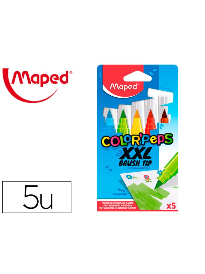 Rotulador maped color peps jumbo punta pincel caja de 5 colores surtidos Rotulador maped color peps jumbo punta pincel caja de 5 colores surtidos