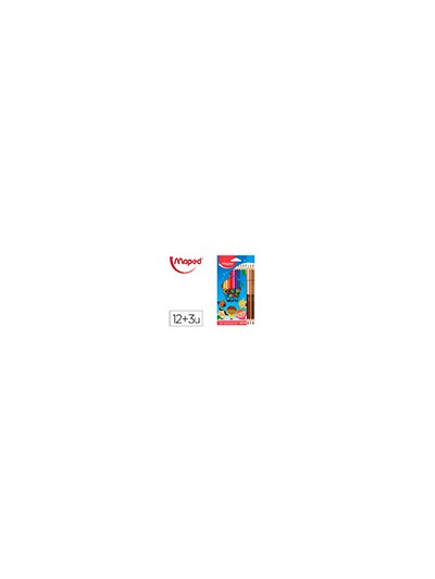 Lapices de colores maped color peps world caja de 12 colores surtidos + 3 duo tonos de piel