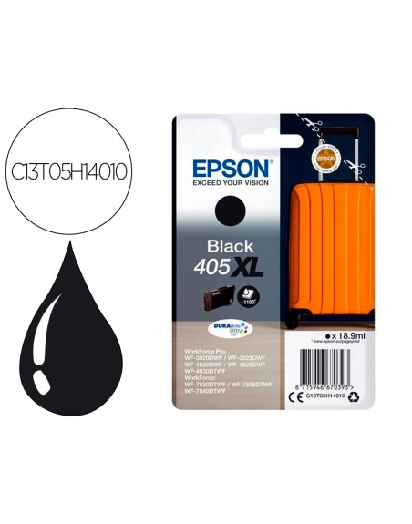 Ink-jet epson 405 xl wf-3820dwf / wf-4820dwf / wf-7830dtwf / wf-7840dtwf alta capacidad negro