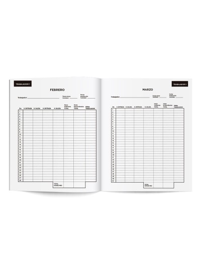Libro liderpapel registro de jornada empleados a4 10 empleados mes pagina papel blanco 90 g