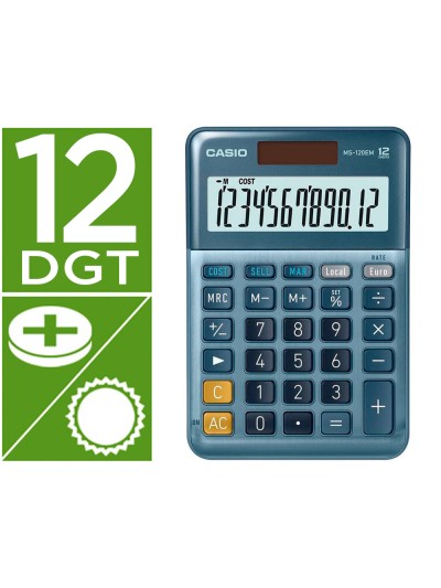 Calculadora casio ms-120em sobremesa 12 digitos tx +/- color azul