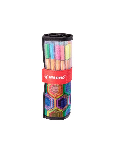 Rotulador stabilo punta de fibra point 88 art estuche rollerset de 25 unidades colores surtidos