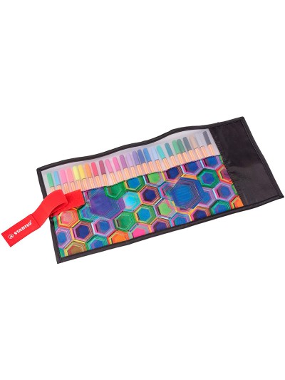 Rotulador stabilo punta de fibra point 88 art estuche rollerset de 25 unidades colores surtidos