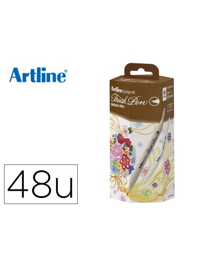Rotulador artline supreme brush epfs-f pintura base de agua punta tipo pincel fino caja de 48 unidades colores