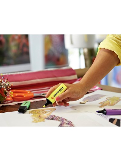 Rotulador stabilo boss fluorescente 70 amarillo estuche de 4 unidades