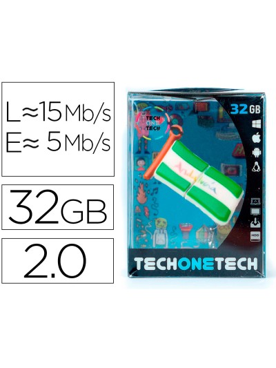 Memoria usb tech on tech bandera andalucia 32 gb