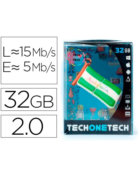 Memoria usb tech on tech bandera andalucia 32 gb