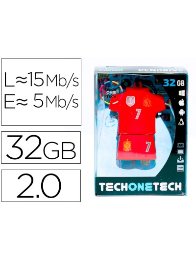 Memoria usb tech on tech seleccion futbol españa mundial brasil 32 gb