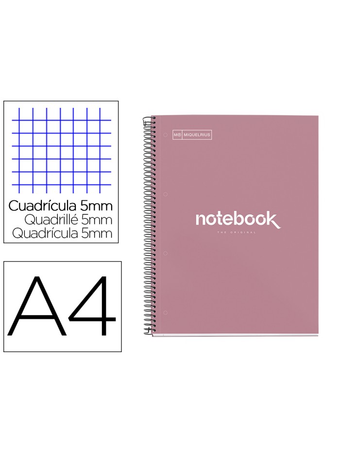 Cuaderno espiral miquelrius notebook emotions rose dust tapa forrada din a4 microperforado 80 hojas 90 Cuaderno espiral miquelrius notebook emotions rose dust tapa forrada din a4 microperforado 80 hojas 90