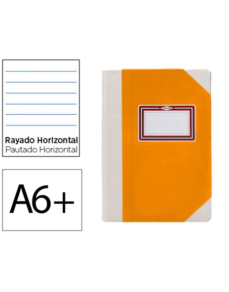 Libro cartone cosido fernandes flecha din a6+ rayado horizontal 50 hojas 100 gr naranja
