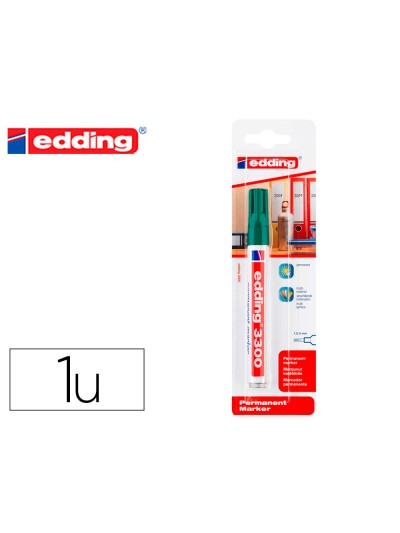 Rotulador edding marcador permanente 3000 n.4 verde punta redonda 1,5-3 mm blister de 1 unidad