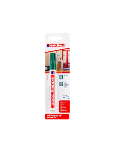Rotulador edding marcador permanente 3000 n.4 verde punta redonda 1,5-3 mm blister de 1 unidad