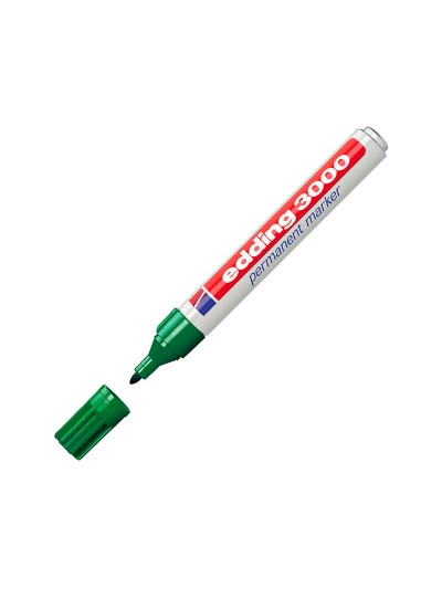 Rotulador edding marcador permanente 3000 n.4 verde punta redonda 1,5-3 mm blister de 1 unidad