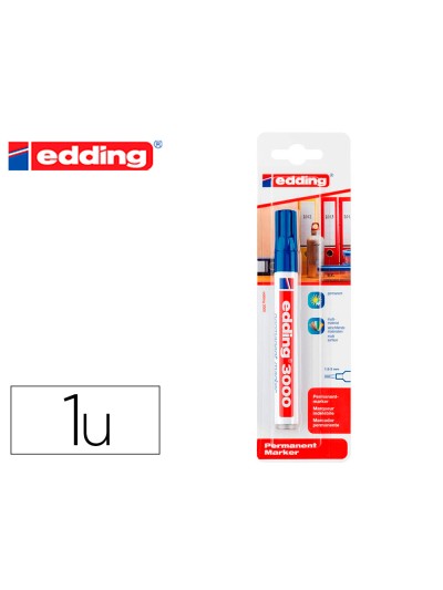 Rotulador edding marcador permanente 3000 azul n.3 punta redonda 1,5-3 mm blister de 1 unidad