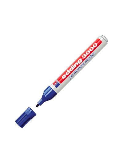 Rotulador edding marcador permanente 3000 azul n.3 punta redonda 1,5-3 mm blister de 1 unidad