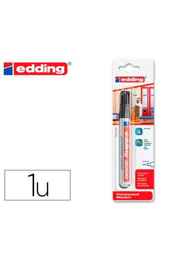 Rotulador edding marcador permanente 3000 negro n.1 punta redonda 1,5-3 mm blister de 1 unidad