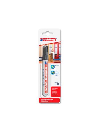 Rotulador edding marcador permanente 3000 negro n.1 punta redonda 1,5-3 mm blister de 1 unidad