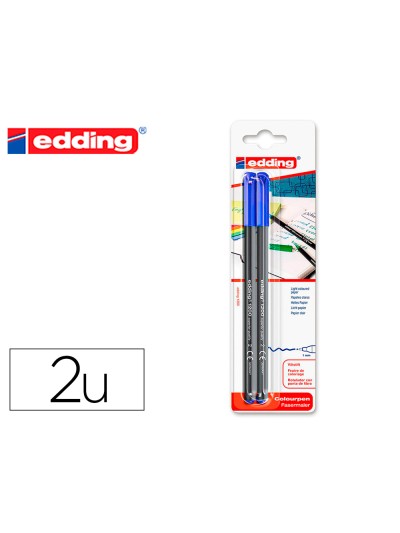 Rotulador edding punta fibra 1200 azul n.3 punta redonda 0.5 mm blister de 2 unidades