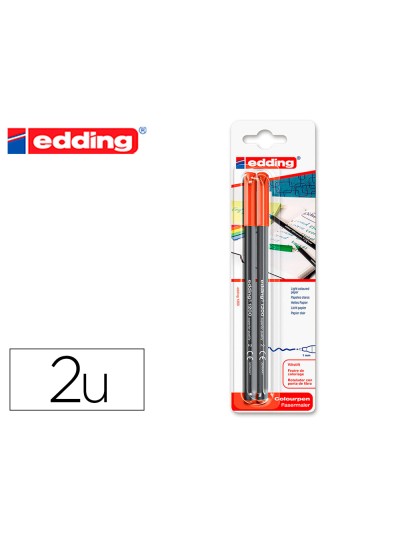 Rotulador edding punta fibra 1200 rojo n.2 punta redonda 0.5 mm blister de 2 unidades