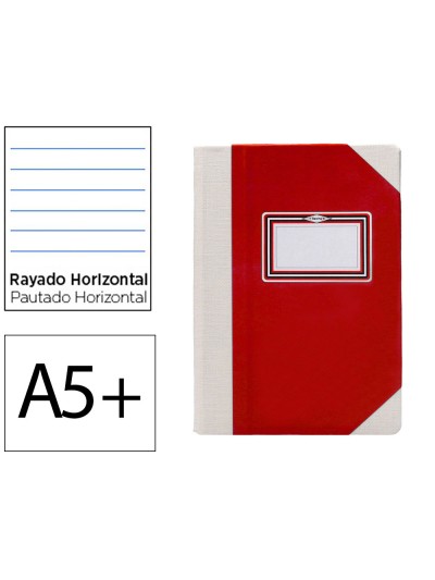 Libro cartone cosido fernandes flecha din a5+ rayado horizontal 50 hojas 100 gr rojo