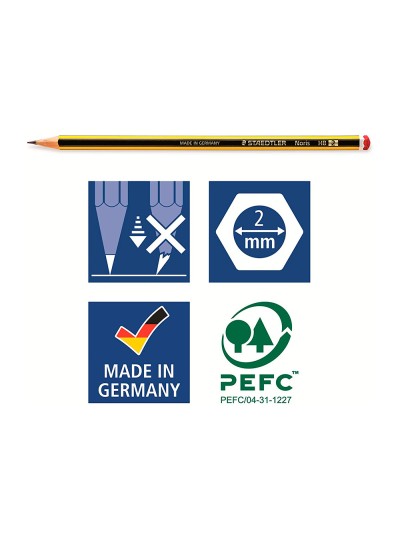 Lapices de grafito staedtler noris n.2 hb blister de 3 unidades + 1 goma de borrar mars plastic