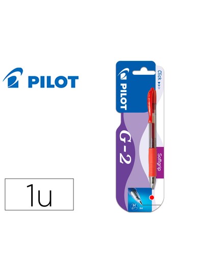 Boligrafo pilot g-2 rojo tinta gel retractil sujecion de caucho en blister