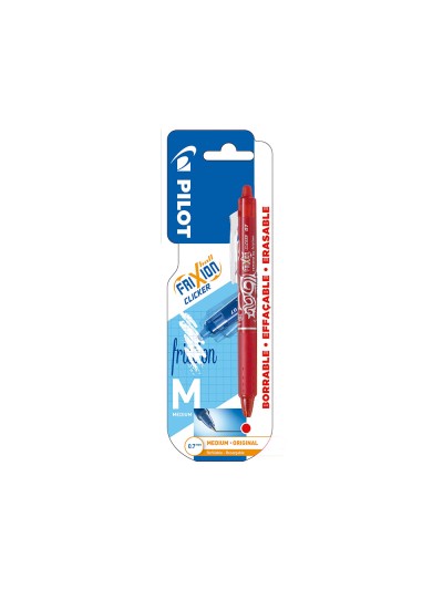 Boligrafo pilot frixion clicker borrable 0,7 mm punta media rojo en blister